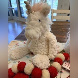 Mary Meyer Unicorn Ivory White Shaggy Plush Pink Mane Stuffed Animal